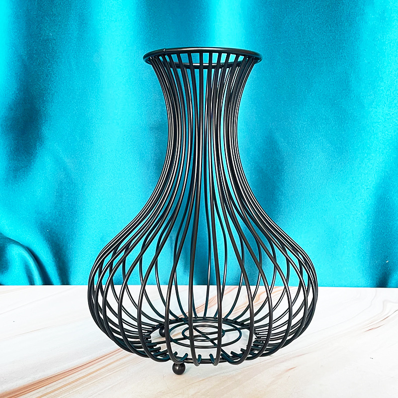 Direct Manufacturer Sales Red Wine Bottle Cork Storage Basket Iron Flower Pot Style Ornament Living Room Bar Craft Decor Wholesale