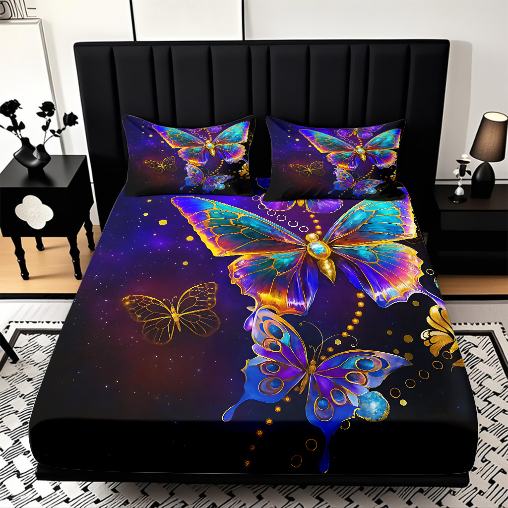 TEMU / JIT transfronterizo varios patrones de mariposa impresión digital de alta definición cama gaza pillow cover kit exclusivo transfronterizo