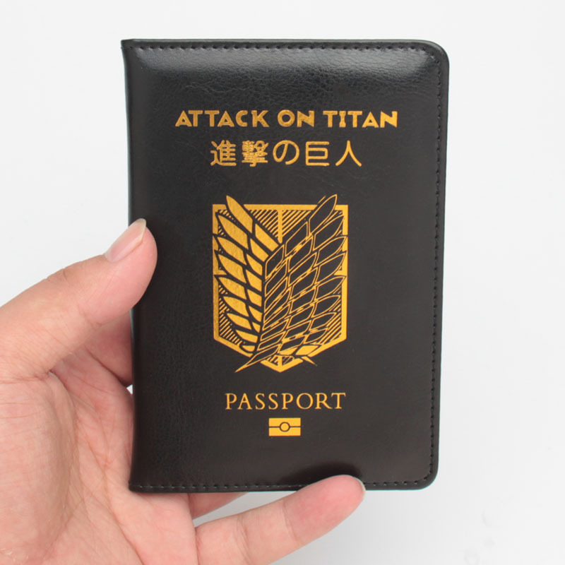 Attack on Titan Anime Passport Holder Western Animation Passport Book Leather Freedom Wing Passport Case Wholesale