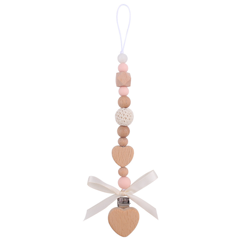 Nuevo bebé de dibujos animados hechos a mano arco chupete cadena creativa DIY bebé silicona teether pulsera juguete