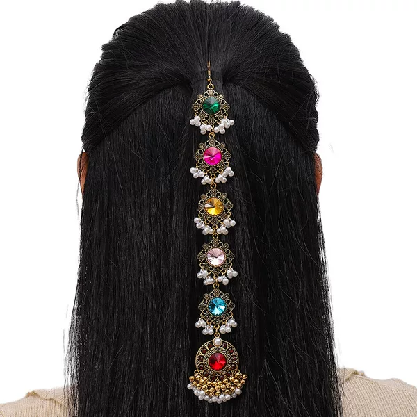 Europe and the United States cross-border fashion family style retro sparkling gem drop spike temperament ladies head chain