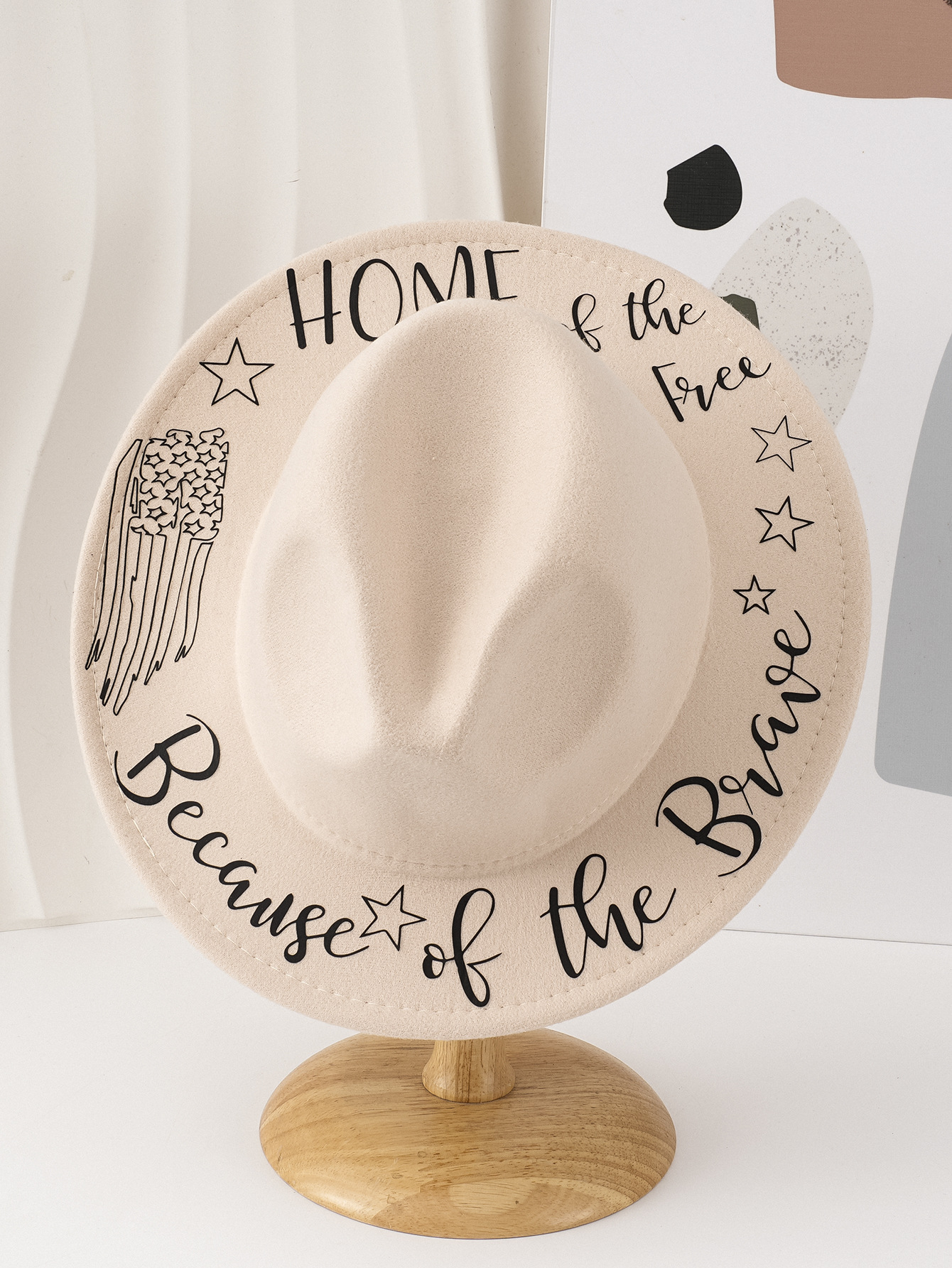 Hand Painted Star Pattern Wool Felt Cowboy Hat For Women_voghion.com