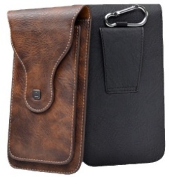 Riñonera de alta gama para hombre, para exteriores, hecha de cuero Crazy Horse, cinturón de trabajo resistente con solapa para guardar el teléfono.