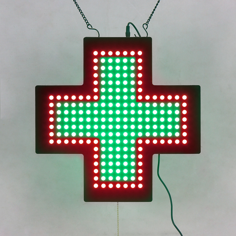 35CM红色边绿色LED cross sign 十字架室内亚克力发光标识挂牌