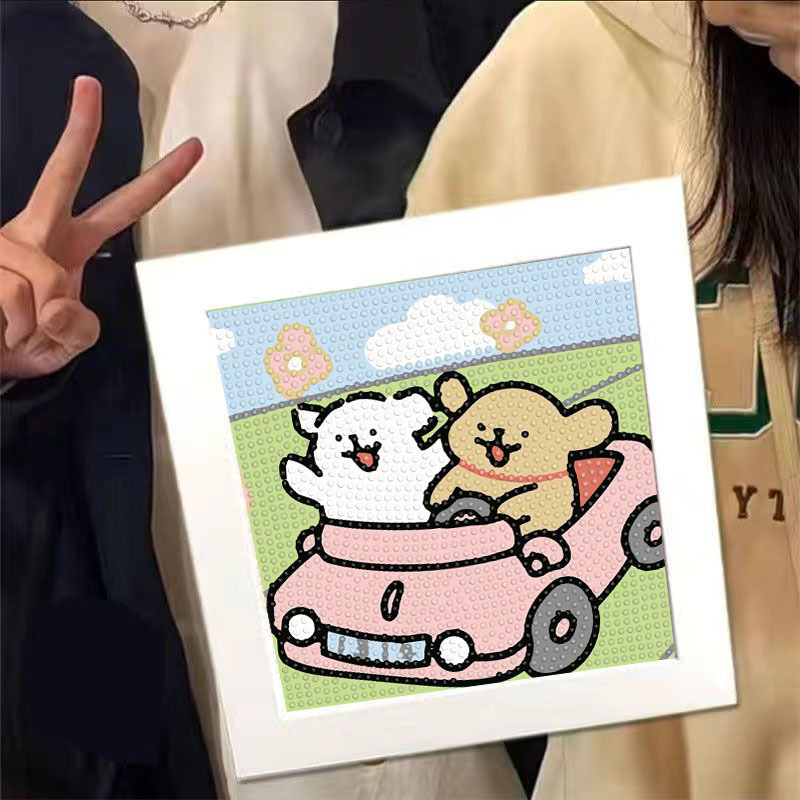 手作りダイヤモンド塗装子供用ペーストライン作り子犬男の子と女の子フルダイヤモンドペーストテーブルおもちゃ象嵌|undefined