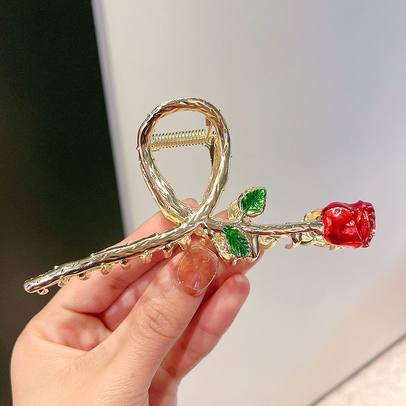 バラの金属のクリップの後頭部のヘアピンのネットの赤いディスクの髪の優雅な気質の高級感のカチューシャのサメのクリップの卸売り|undefined