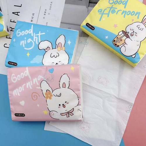 T printed tissue paper folded ear rabbit printed tissue paper portable small package paper facial tissue toilet paper colorful napkin