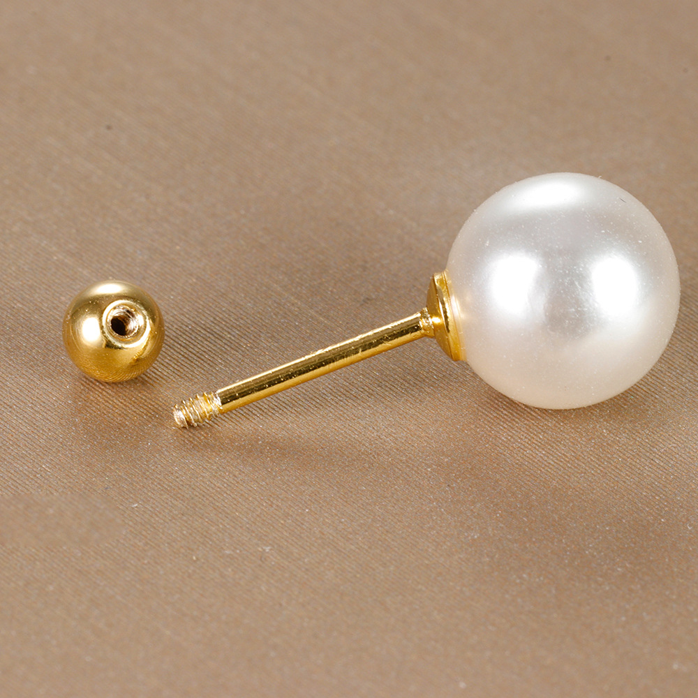 Copper Material 1 Piece Simple Style Round Plating Inlay Copper Pearl 18k Gold Plated Ear Studs