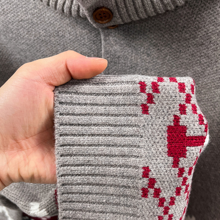 Otoño y invierno nuevo estilo europeo y americano con solapa Cardigan hombre chaqueta de manga larga moda casual suéter de hombre camisa de punto