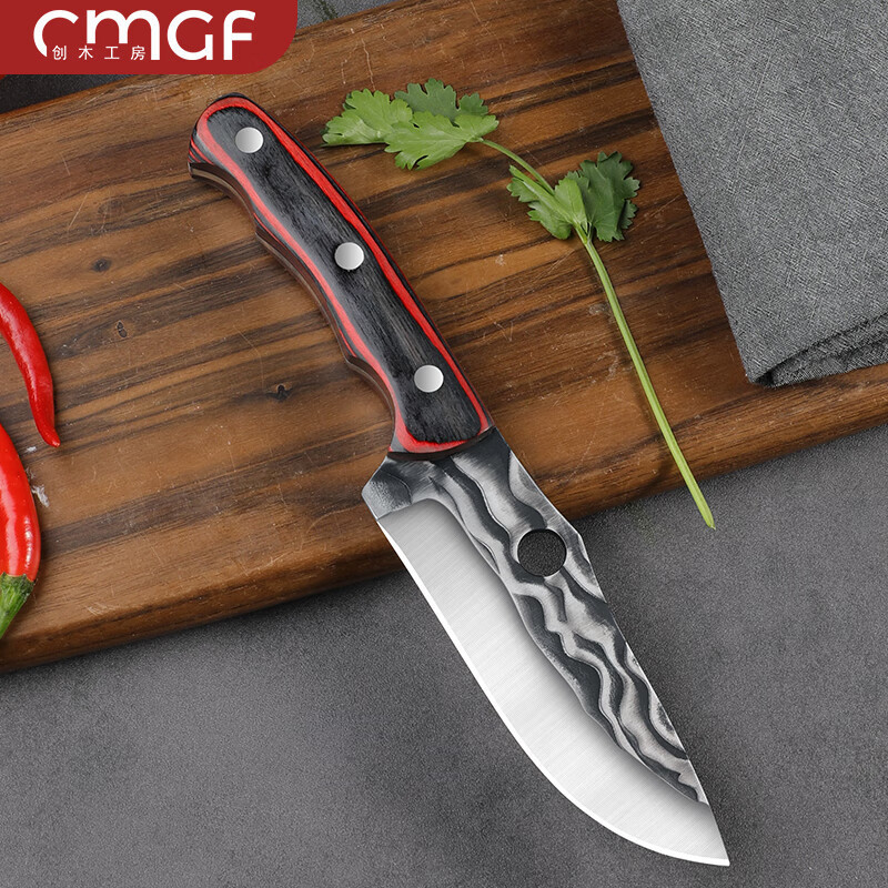 Cortador de corte de carne de cordero multiuso cuchillo de mano roja cuchillo de martillo al aire libre forjado corte de carne mongola hueso