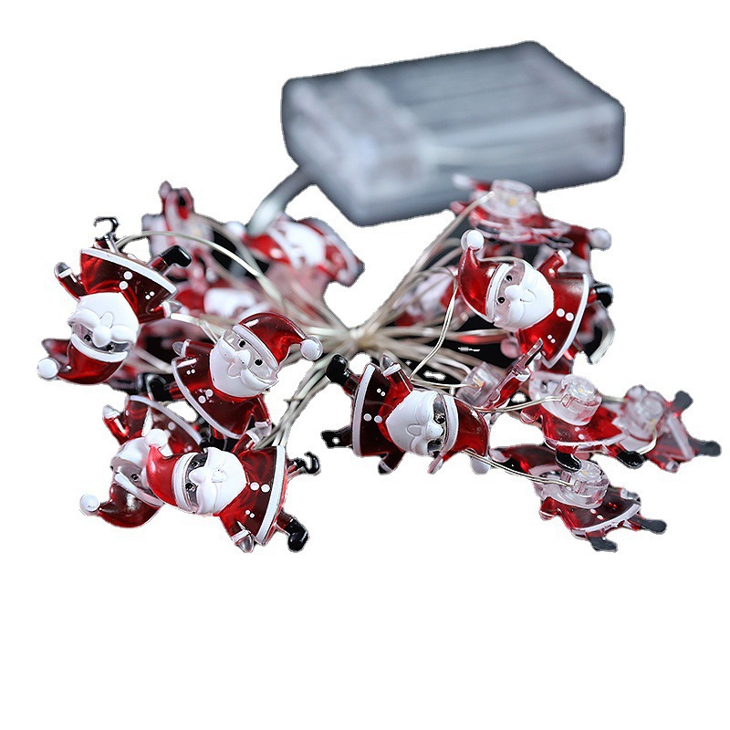 Lámpara de alambre de Navidad campana muletas muñeco de nieve calcetines luces decorativas Santa Claus dormitorio sala de estar cuerda de lámpara de alambre de cobre transfronteriza