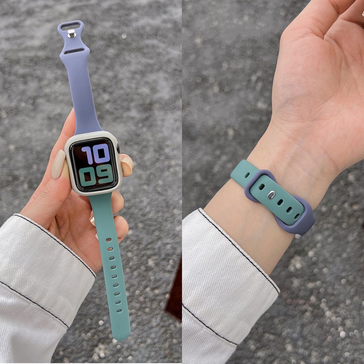 Suitable for Apple Iwatchs10Ultra987654321 Watch with Contrasting Color Sports Silicone Case for Women