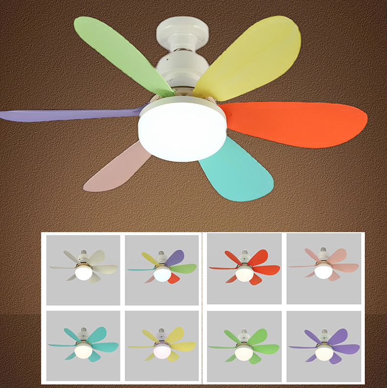Ventilador de Techo con Luz E27 de ABS Silencioso para Comedor y Dormitorio