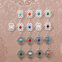 新款镂空花边合金配件民族帽子额饰腰带服装辅料强保色双吊挂坠