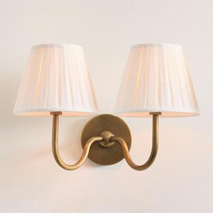 French-Style Vintage Bedroom Bedside All-Copper Linen Wall Lamp, Retro Simple American-Style Living Room Corridor Bathroom Mirror Front Lamp