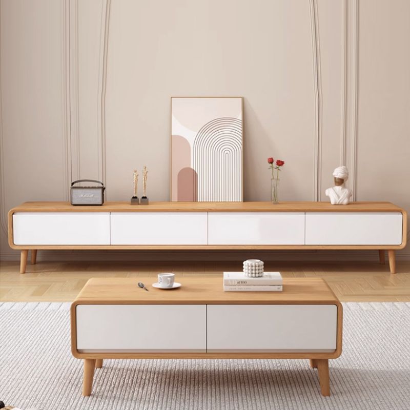 Solid Wood Tv Cabinet Nordic Style Ultra-Thin Ultra-Narrow Minimalist Small Apartment New Style All Solid Wood Simple Floor-Standing Tv Cabinet