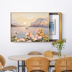 北欧電気メーターボックス装飾画日の出風景レストラン背景壁画装飾シールド配電スイッチ電気ボックス掛け絵