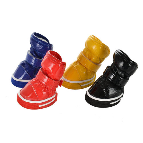 Dog Shoes Pet Cotton Shoes Autumn/Winter Snow Boots 4 Pairs/Set Teddy Bichon Frise Pomeranian Puppy Winter Fleece-Lined Shoes