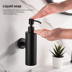 Stainless steel soap dispenser wall hanging hole-free hotel shampoo shower gel liquid box kitchen press soap bottle