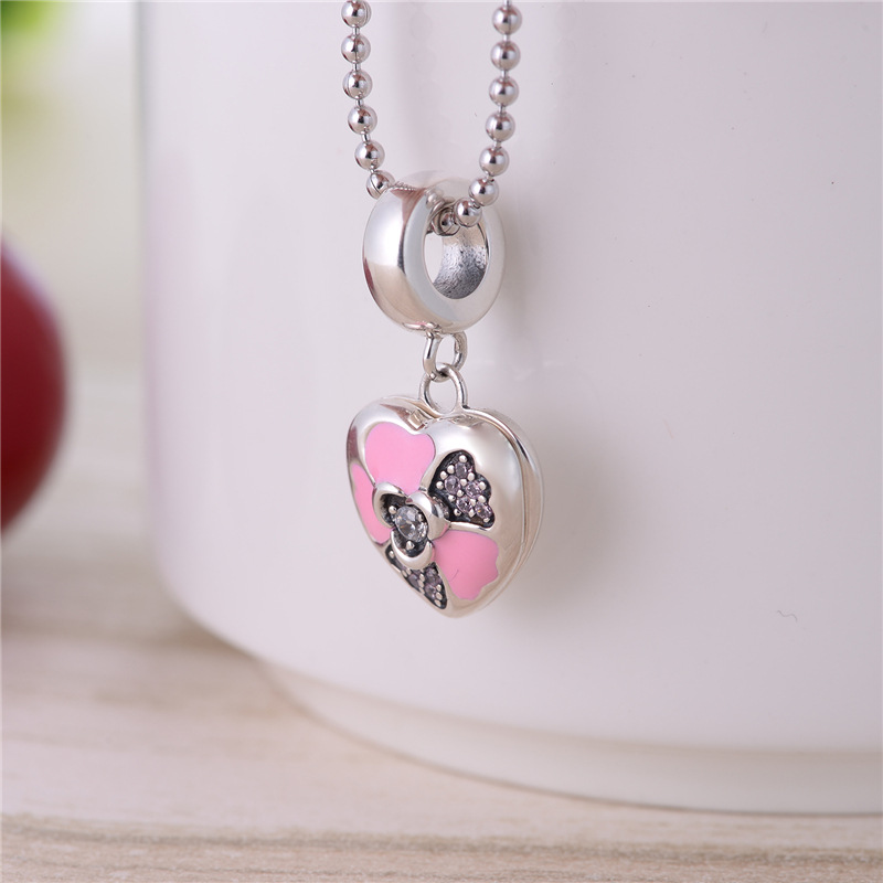 1 Piece Sweet Letter Heart Shape Sterling Silver Inlay Pendant Jewelry Accessories display picture 13