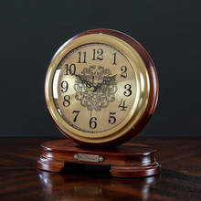 实木中式钟表座钟家用仿古台式客厅复古老式古董美式桌面台钟摆件