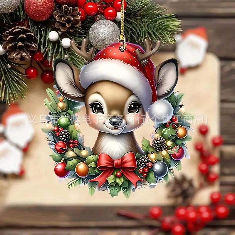 Nuevos productos de Navidad encantador ciervo decoración de vacaciones colgante plano transfronterizo colgante de espalda colgante de mochila image 3