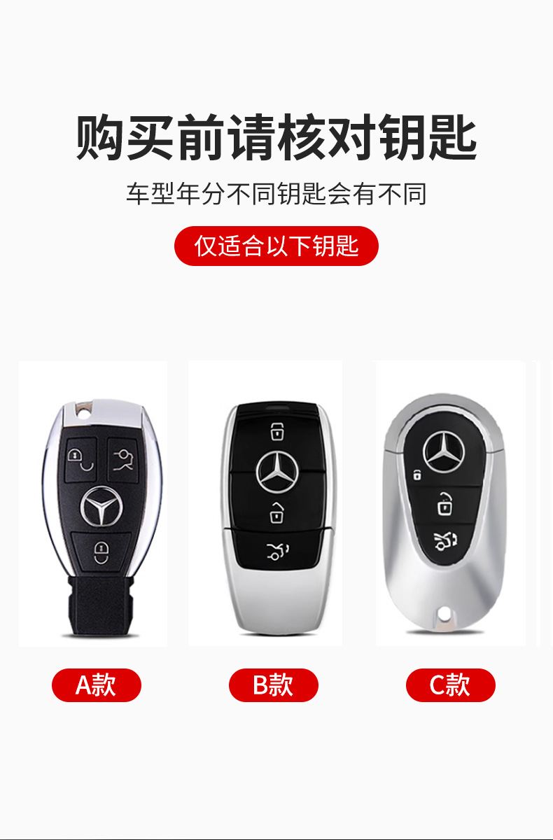 Suitable for Mercedes-Benz e300l key set E-Class C- Class c260l/c200l/a200l/glc300l/gla200