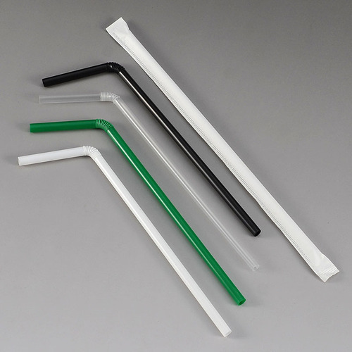 Wholesale disposable bendable plastic straws transparent white baby soft straws independent paper packaging postpartum fresh milk