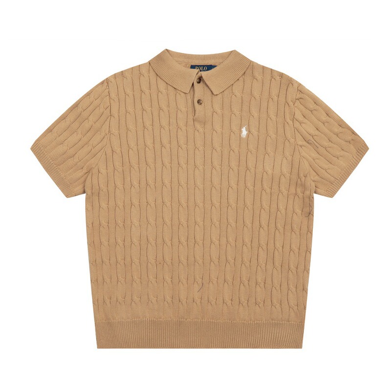 High-Quality Rl Ralph Lauren Polo Shirt for Men with Small Pony Logo, Small Cable Knit T-Shirt, Men's Short-Sleeve Knit Sweater High-Quality Rl Ralph Lauren Polo Shirt for Men with Small Pony Logo, Small Cable Knit T-Shirt, Men's Short-Sleeve Knit Sweater