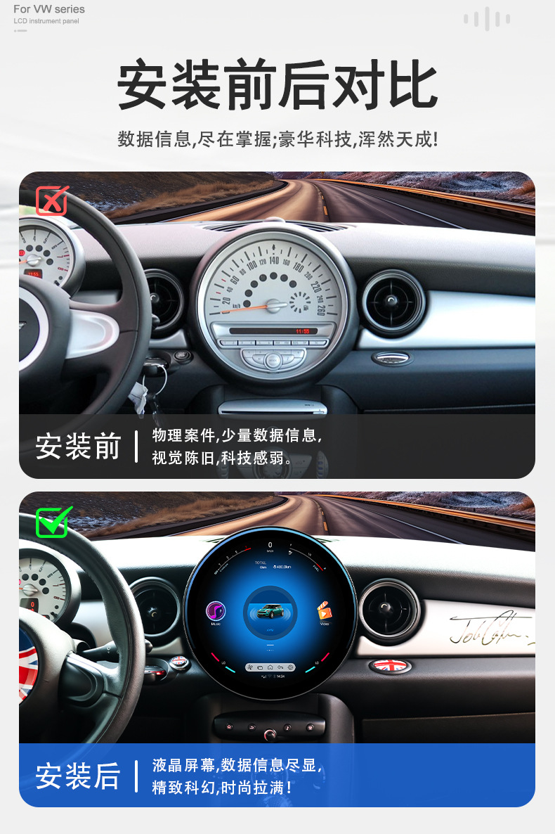 Suitable for Bmw Old Mini/Old Mini R56/R60 Large Round Screen Central Control Screen Car Navigation All-In-One Device