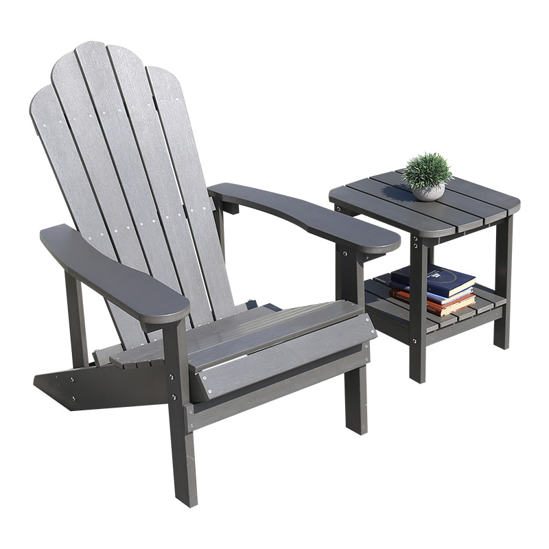 Mesa de centro doble con sillón reclinable de madera de plástico gris