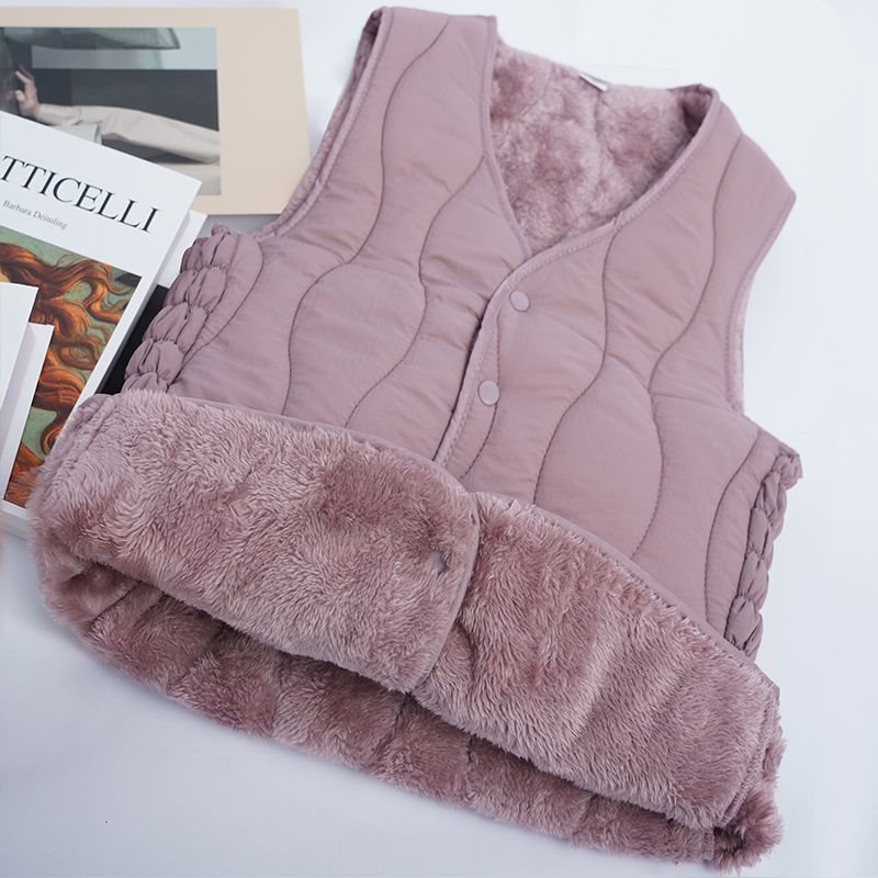 Little Sweet Potato Notes Cotton Vest Women's Spring and Summer Thickened Lamb Velvet 2025 New Velvet Warm Vest