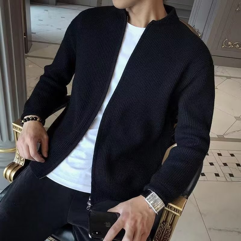 Herrenbekleidung einfarbige Strickjacke Herren Casual All-Match Slim Fit Kleidung_voghion.com