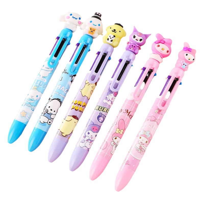 Bolígrafo Sanrio creativo lindo papelería estudiante multicolor prensa bolígrafo pluma de color de cuenta de mano de alta apariencia