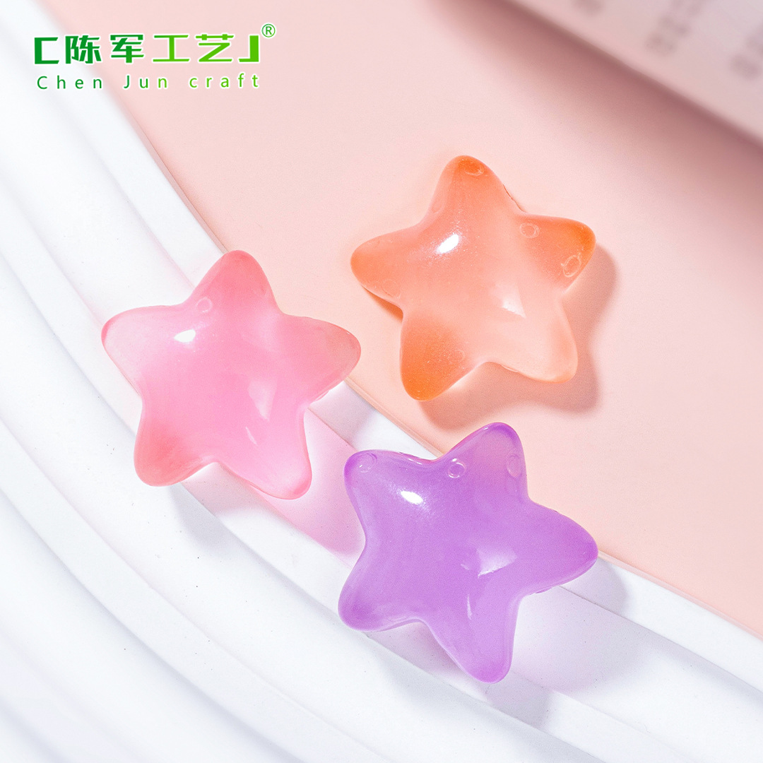 New Cartoon fluorescent starfish resin accessories wholesale handmade diy material hair rope hair accessories mobile phone case refrigerator magnet