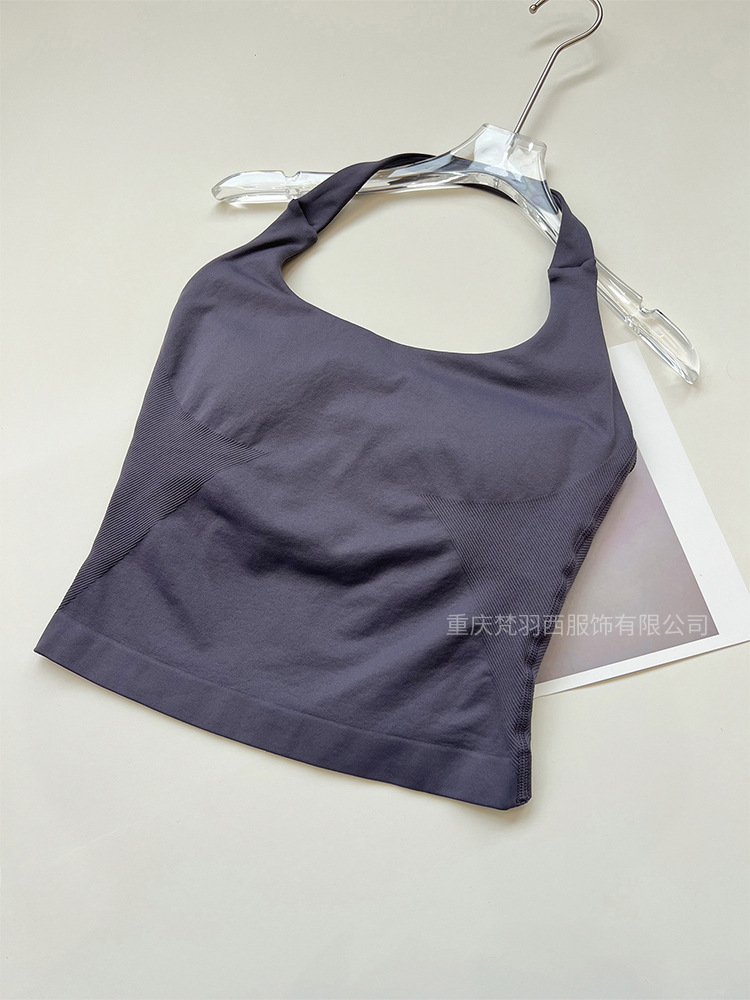 Transfronteriza versión de la patria DF cuello cuadrado chaleco de cuello colgante de tres capas con almohadilla de pecho alta elástica hermosa espalda ajustada sin costuras ropa de yoga de fitness