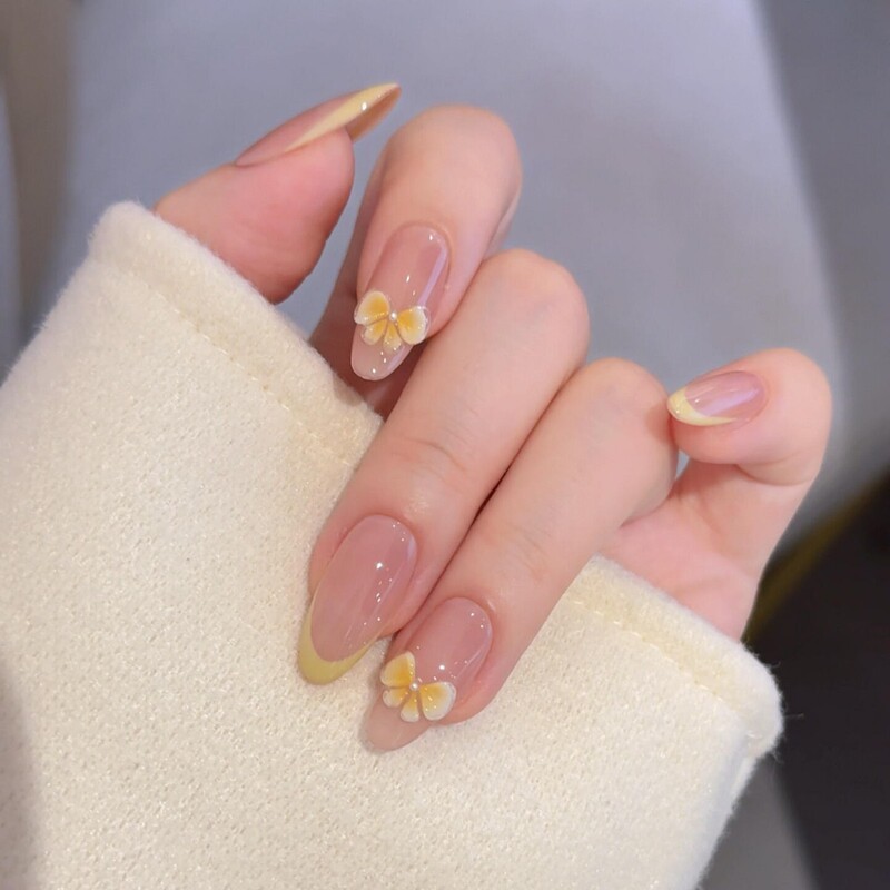 ·Soft Candy Milk Nails·New Style Pure Handmade Sunflower Press-On Nails with a High-End Feel, Pure Handcrafted Wearable Nails