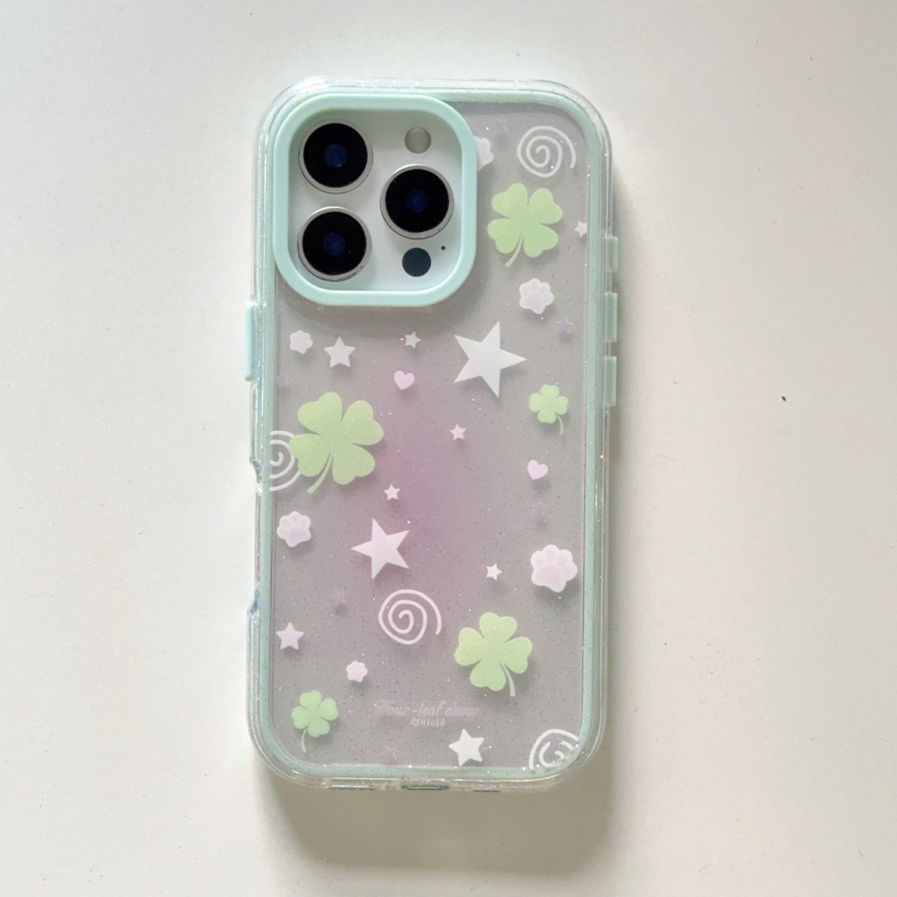 Dibujos animados coreanos dos en uno trébol de cuatro hojas para Apple 16ProMax funda para teléfono móvil 15Pro nuevo 14/13 femenino 15PM