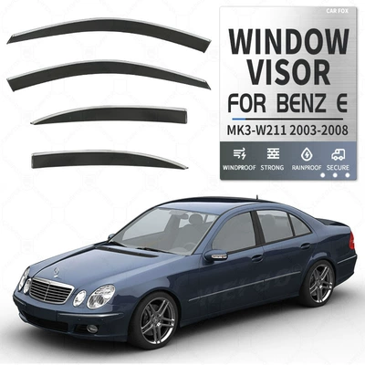 Rain shield – Mercedes Benz - standard-packing-without-logo-mercedes-benz-e-class-short-wheelbase-mk3-w211-2003-2008-acrylic-windshield-rain-guards-with-bright-trim