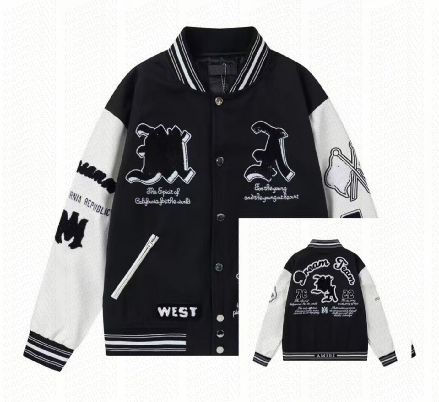 Amiri Bomber Jacket Bone Print Black