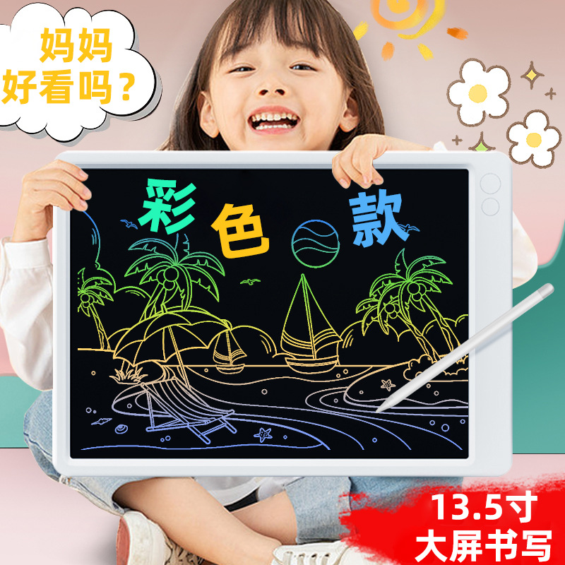 Tableta de escritura LCD de 13.5 pulgadas, pizarra de dibujo para niños, tablero de mensajes de dibujos animados, tamaño grande, regalo navideño