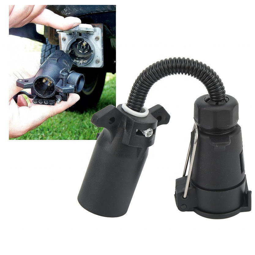 拖车插座7针圆形拖车插头适配器电线连接器拖车适配器7路卡车电源