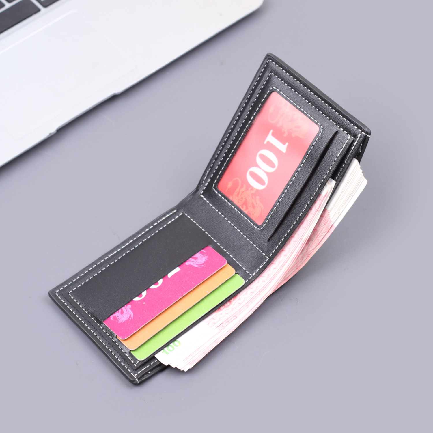 Cartera para hombre, tarjetero para hombre, cartera corta integrada, billetera para hombre, doble pliegue, wallet man, horizontal, transfronterizo