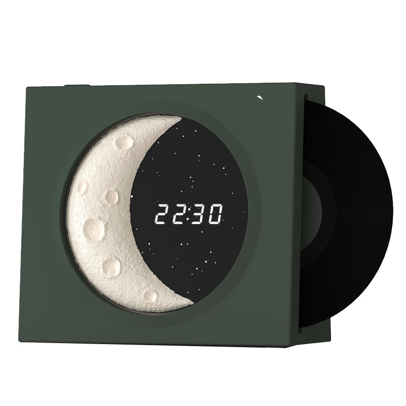 Moon Clock ワイヤレス Bluetooth スピーカー レトロ ビニール レコード プレーヤー デスクトップ アウトドア ポータブル アンビエント ライト 小型スピーカー|undefined