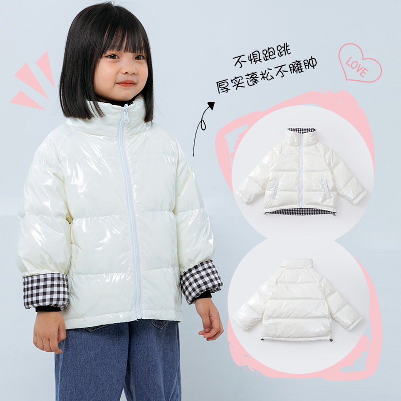 Otoño e invierno nuevos hombres y ropa de mujer niños medianos y grandes niños collar de pie chaqueta de doble cara sin lavado al por mayor