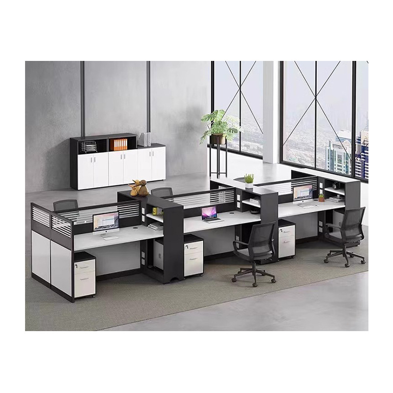 [Fuente de fábrica] Mesa de oficina mesa de personal de cuatro asientos y silla pantalla combinada simple moderna combinación de múltiples personas partición