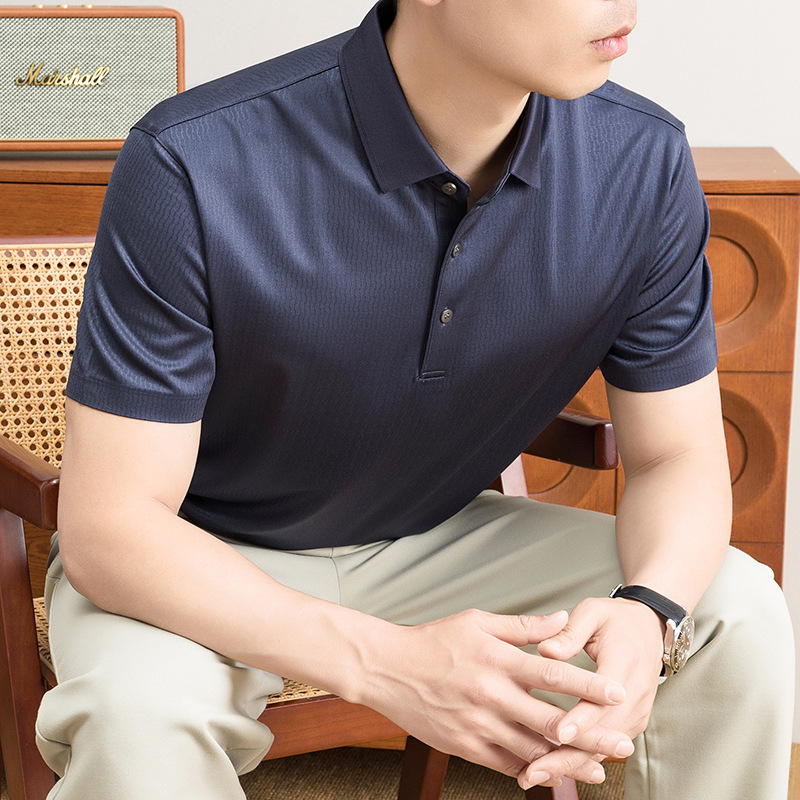 Áo polo nam tay ngắn cổ bẻ chất lụa mulberry cao cấp — Xanh lá cây nhạt8879