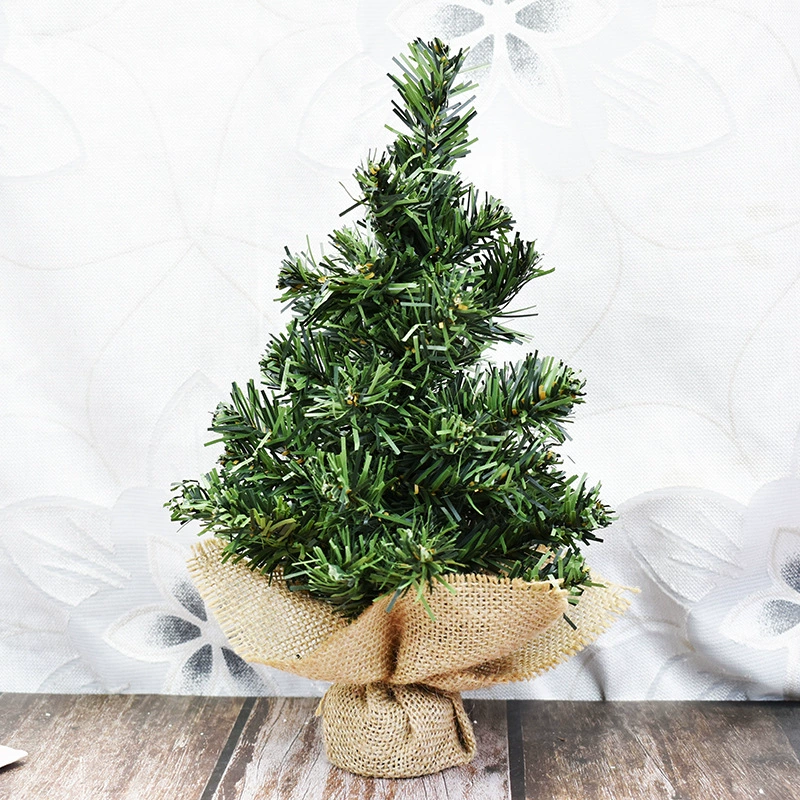 Мини-ёлка Christmas, зелёная, база из конопли/мешковины, настольная композиция, 20–40 см