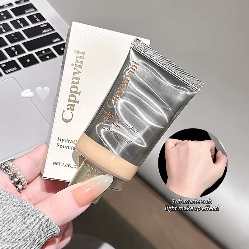Cross-Border Cappuvini Moisturizing and Translucent Liquid Foundation That Covers Acne Marks, Blends into the Skin, Naturally Moisturizes, and Is a Budget-Friendly Makeup Product