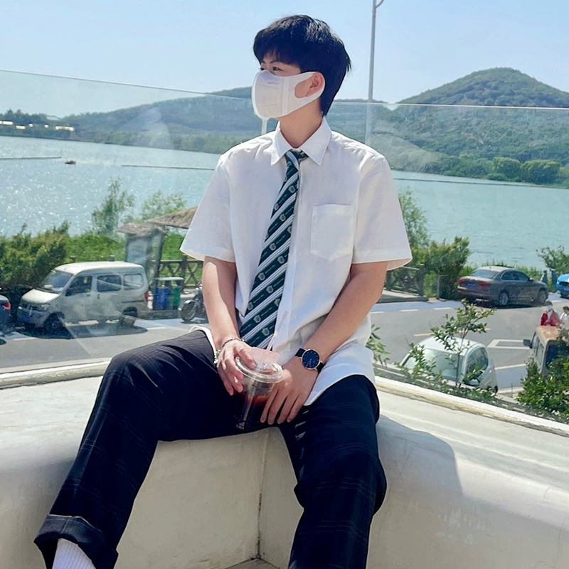 Белая рубашка, мужская летняя белая Модная рубашка с короткими рукавами и длинными рукавами, свободная Мужская рубашка больших размеров в японском студенческом стиле DK